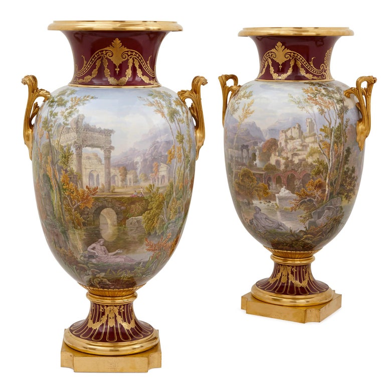 Pair of Antique Porcelain Vases by Sevres at 1stDibs