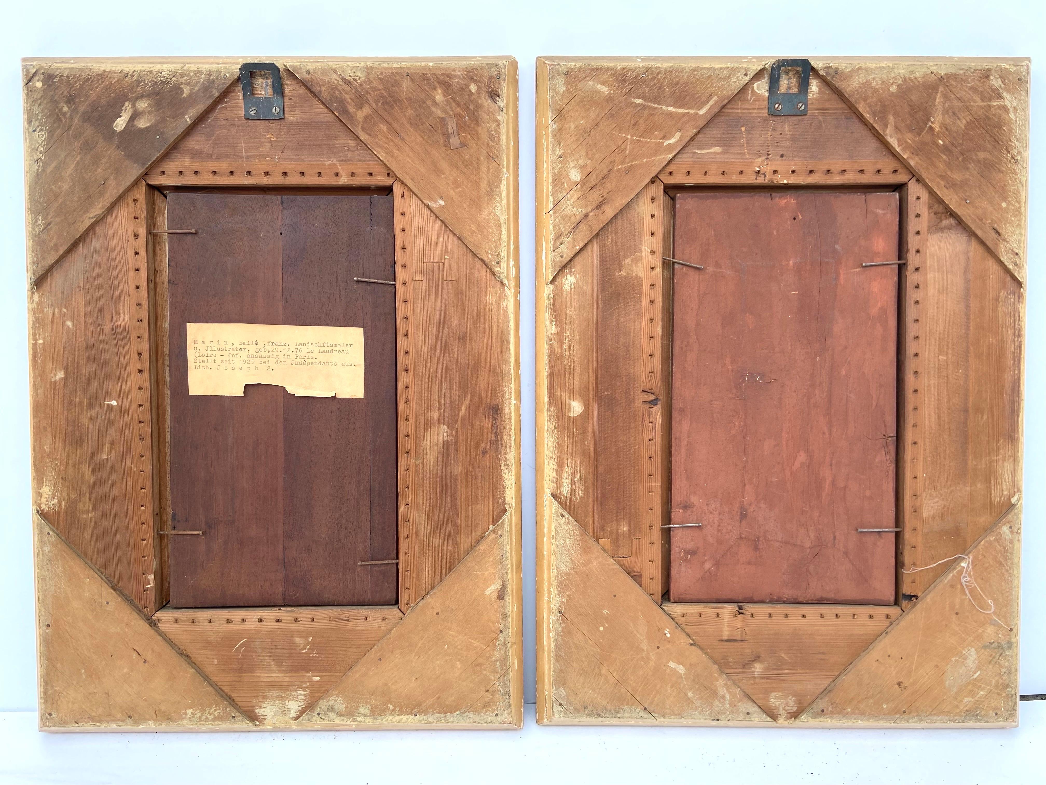 Pair of Antique Portraits of Men in Tangiers by French Artist Emile Marin Framed 3