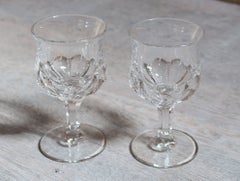 Pair of Antique Press Moulded Glass Rummers. English, 19th Century