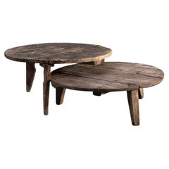 Pair of Antique Primitive Coffee Tables from France