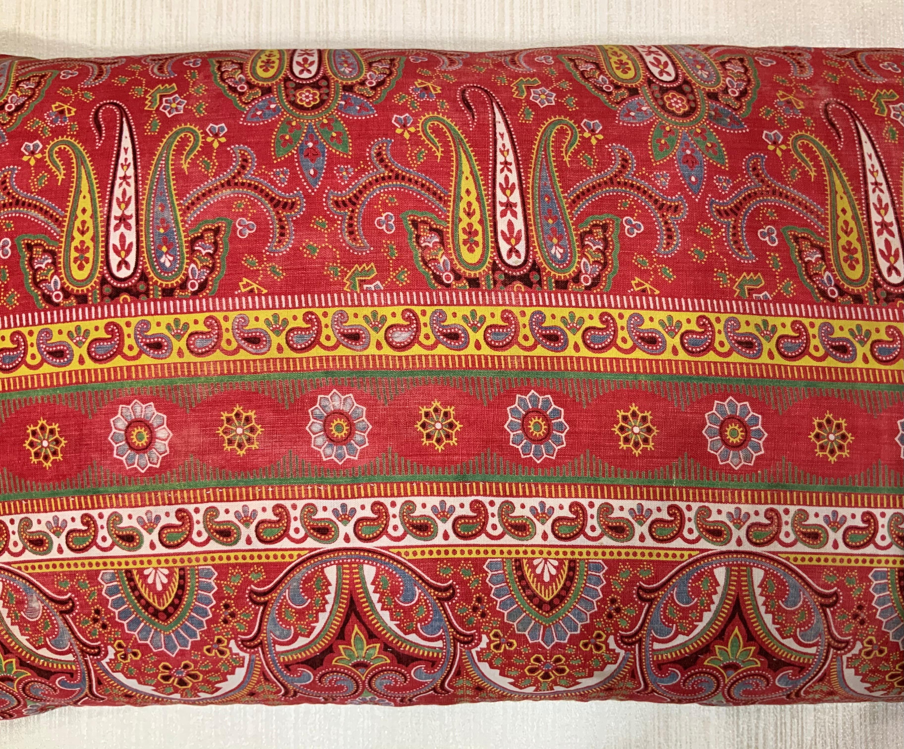 Pair of Antique Print Textile Pillow In Good Condition In Delray Beach, FL