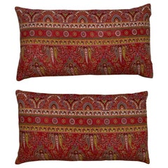 Pair of Antique Print Textile Pillow