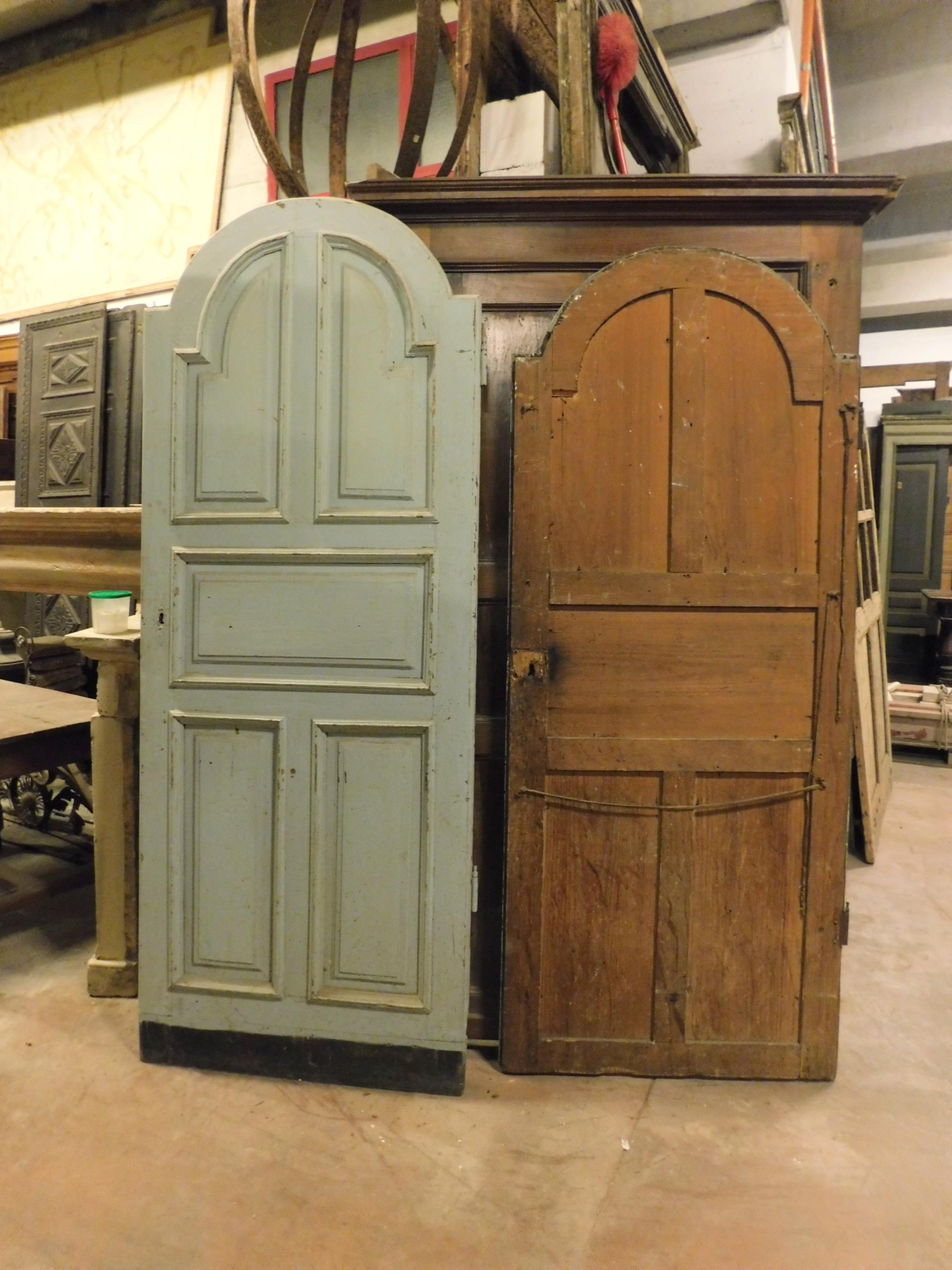 French Pair of Antique Provençal Doors, Carved/Painted Blue, Late 19th Century France For Sale