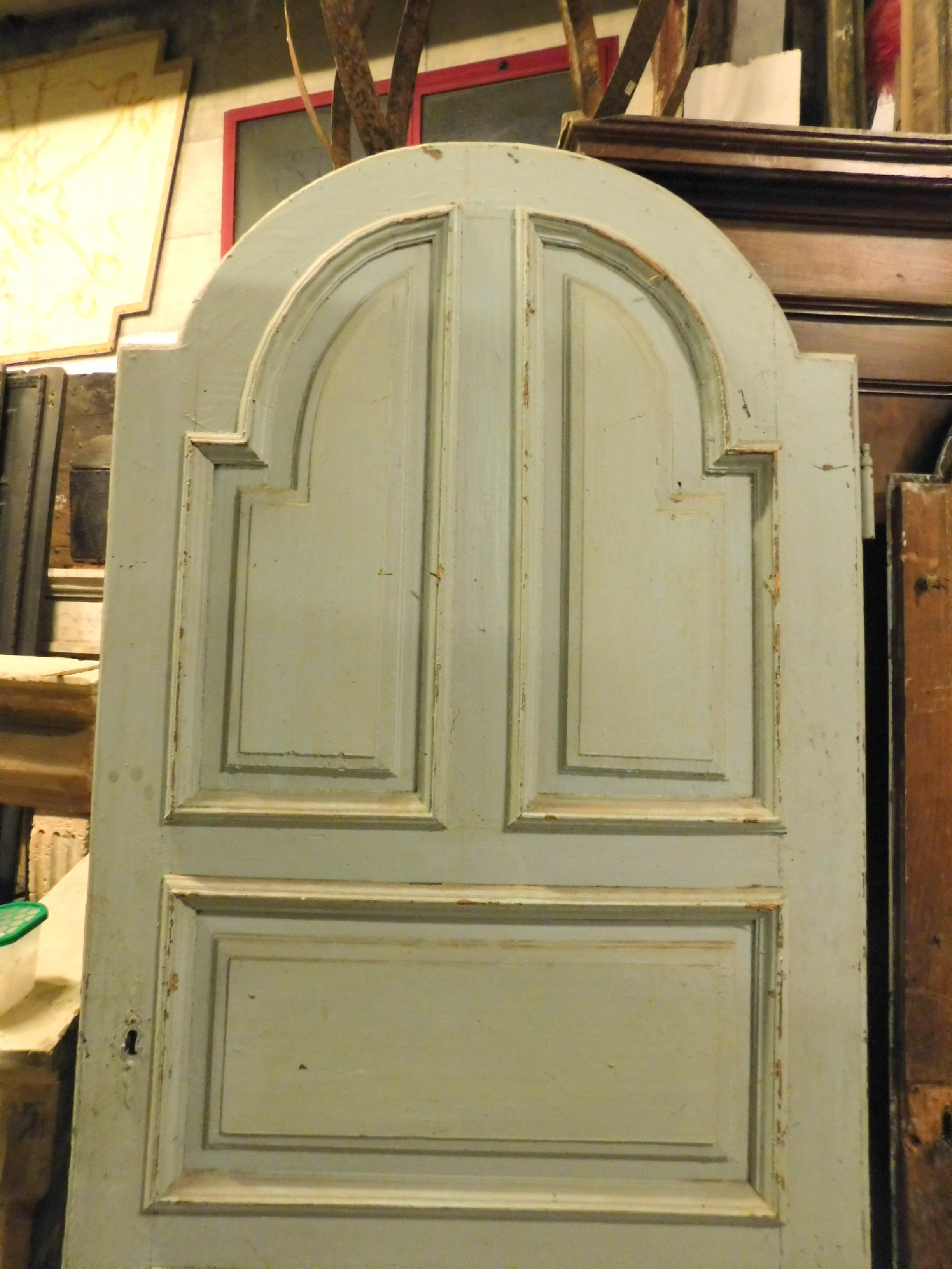 Wood Pair of Antique Provençal Doors, Carved/Painted Blue, Late 19th Century France For Sale
