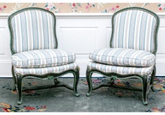 Pair Of Antique Provincial French Slipper Chairs
