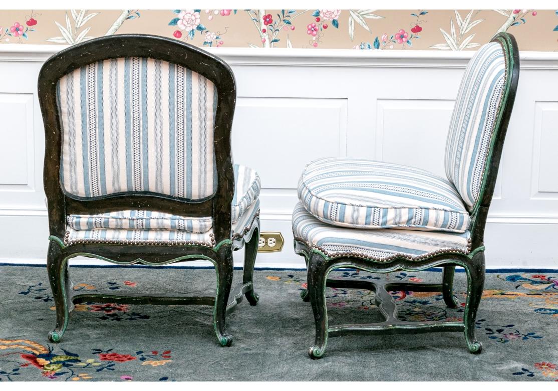 Pair Of Antique Provincial French Slipper Chairs For Sale 3