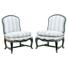 Pair Of Antique Provincial French Slipper Chairs