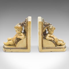 Pair Of Antique Putto Bookends, Italian, Decor, Cherub, Grand Tour, Victorian