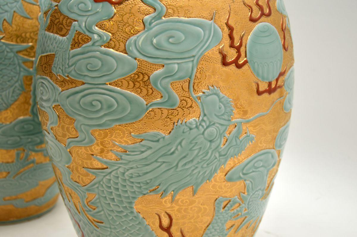 Pair of Antique Qianlong Style Chinese Ceramic Vases For Sale 6