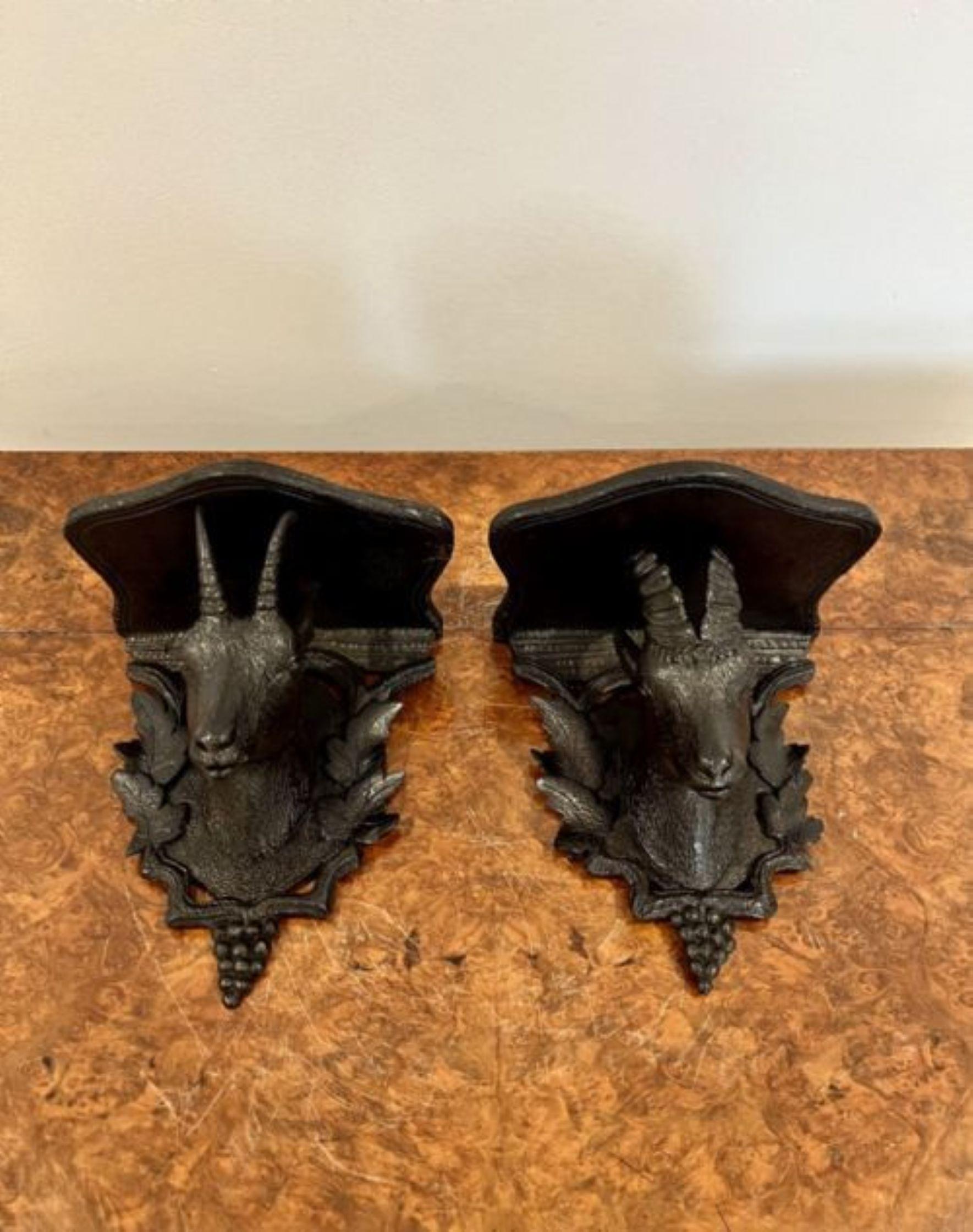 Pair of antique quality Black Forest carved wall brackets 1