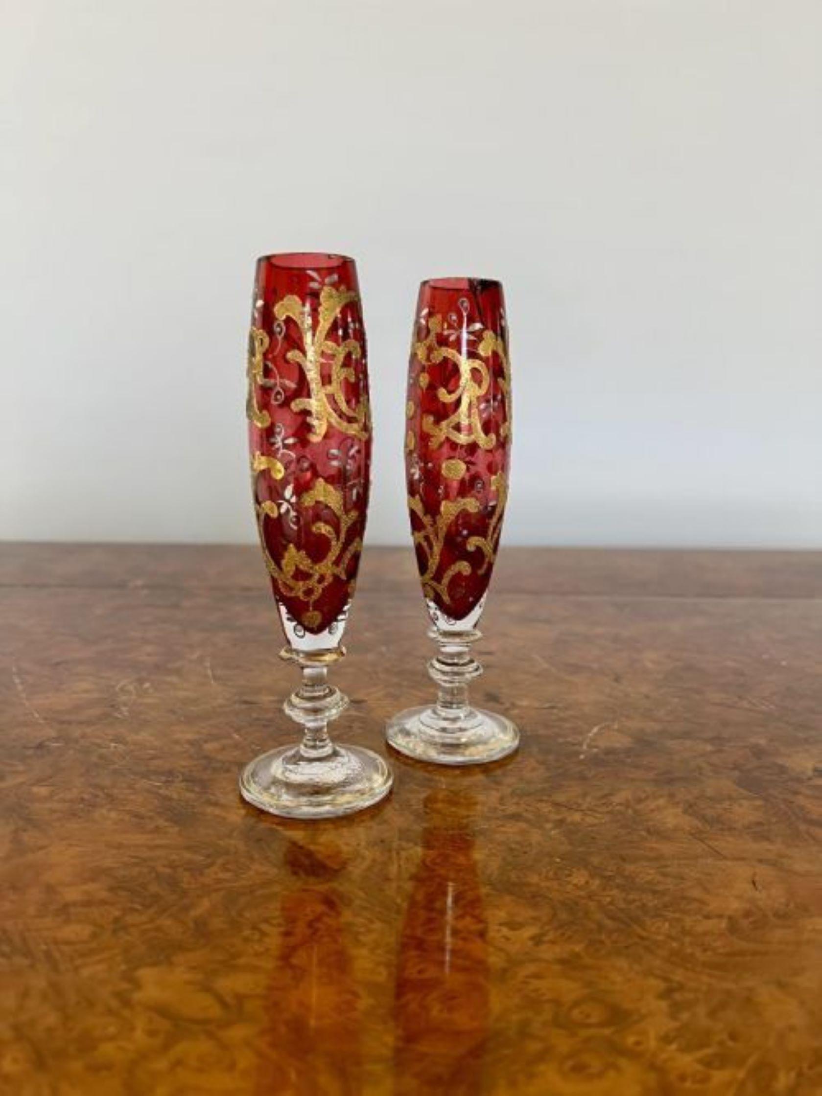 19th Century Pair of antique quality Bohemian glass vases For Sale