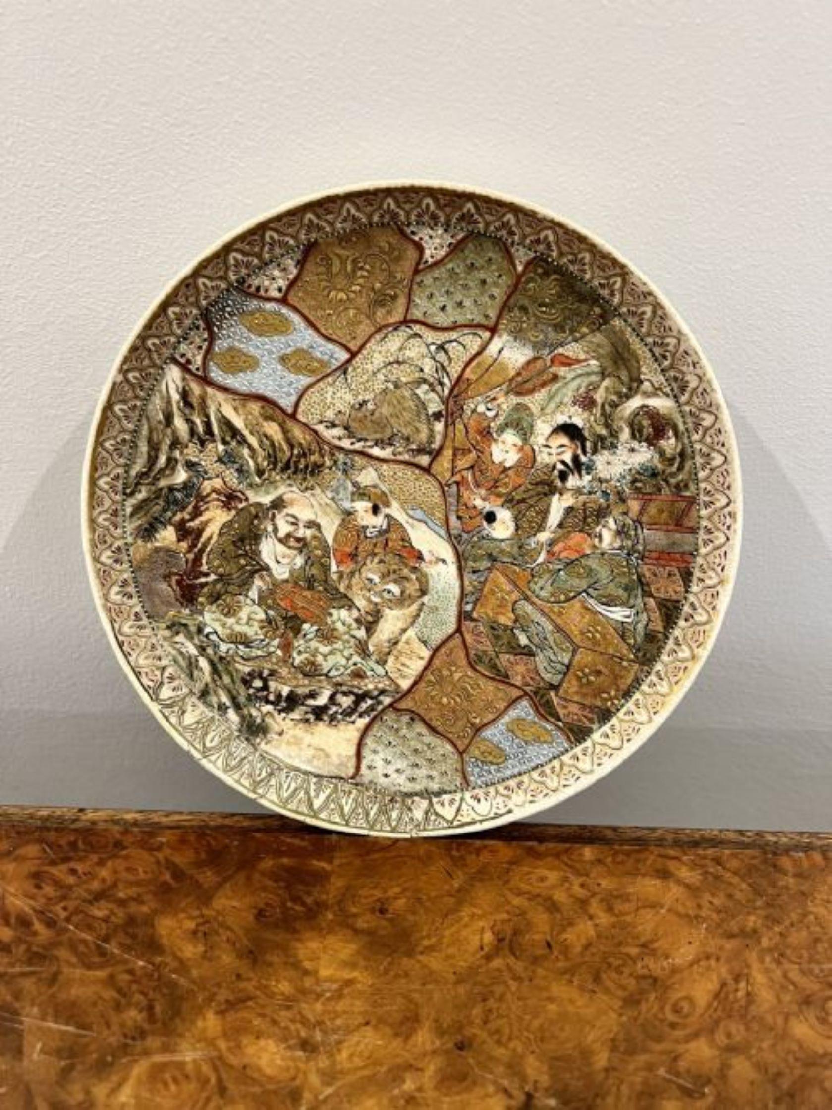 Pair of antique quality Japanese satsuma plates  In Good Condition For Sale In Ipswich, GB