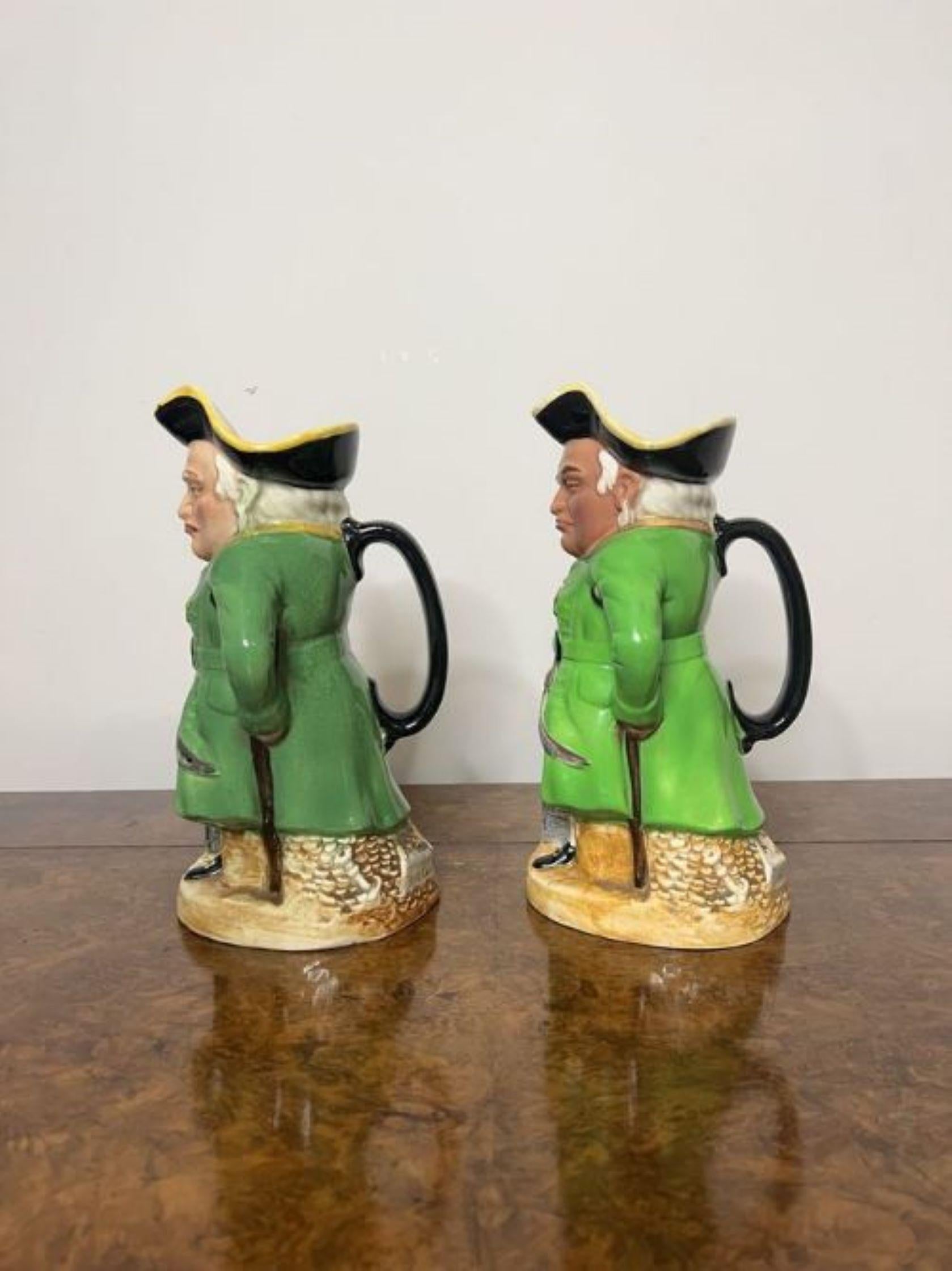 19th Century Pair of antique quality Staffordshire Toby jugs  For Sale