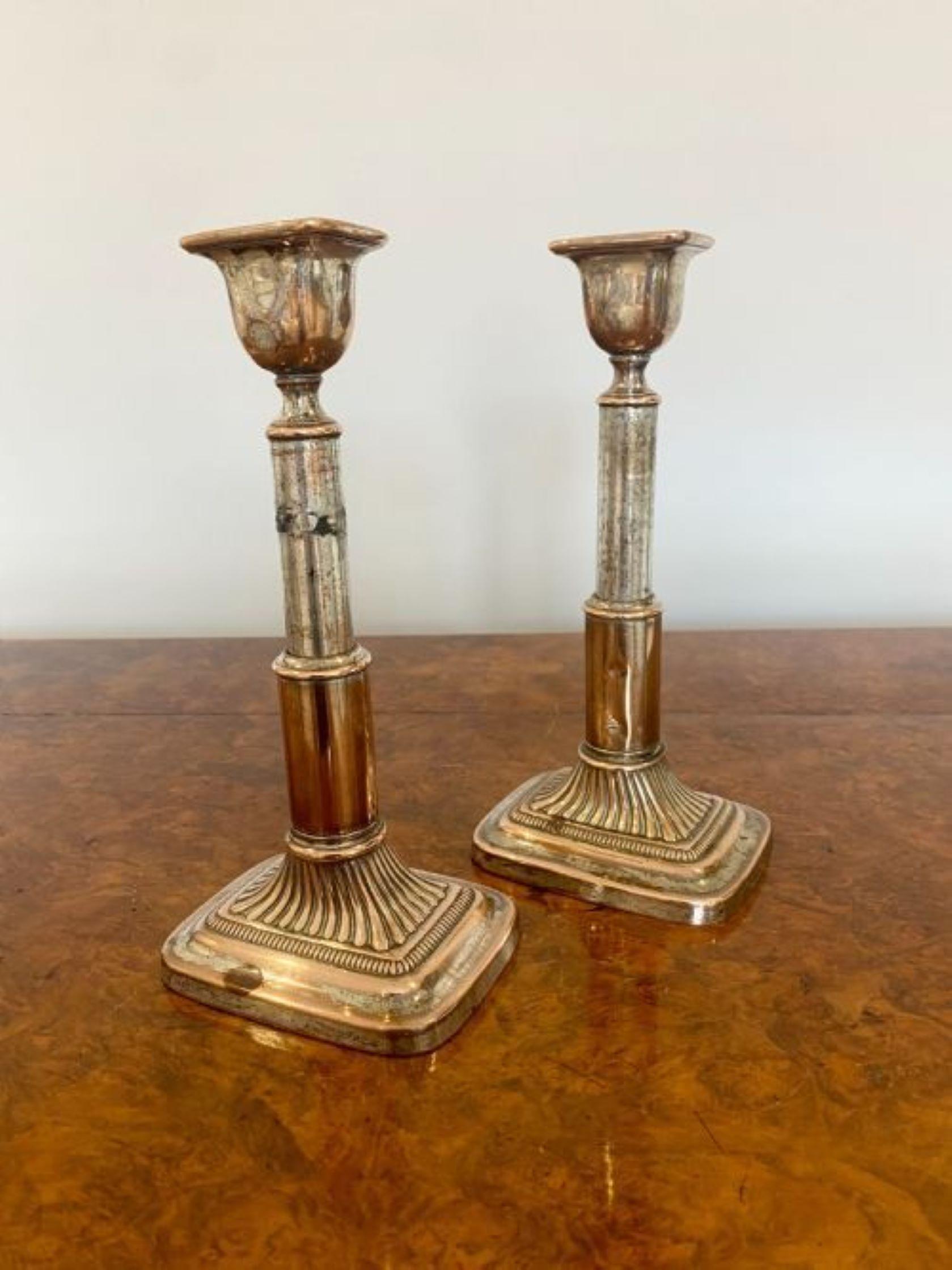 Pair Of Antique Quality Victorian Sheffield Plated Telescopic Candlesticks  In Good Condition For Sale In Ipswich, GB