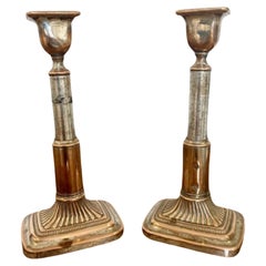 Pair Of Antique Quality Victorian Sheffield Plated Telescopic Candlesticks