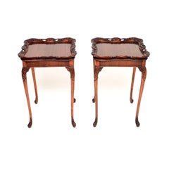 Pair of Antique Queen Anne Style Tray Top Side Tables