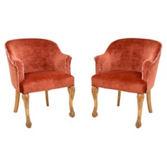Pair of Antique Queen Anne Style Tub Chairs by Hille