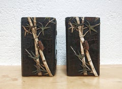 Pair of Antique Rectangular Brush Pots, inlaid black lacquer, China 1800s