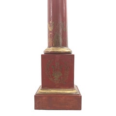 Pair of Antique Red Painted Tole Lamps
