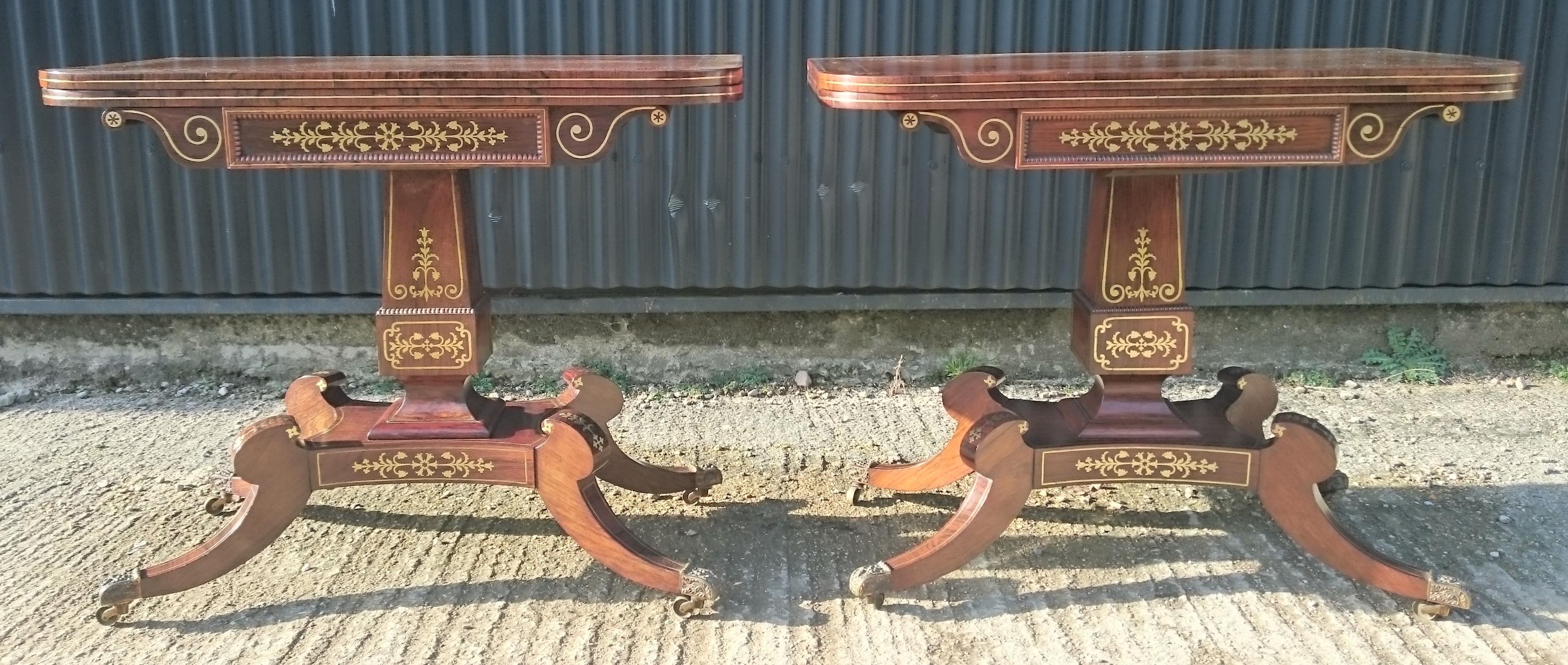 This is one of the finest pairs of card tables that we have seen. They were found in wonderfully original condition with no polish left but more importantly with no previous repairs. These antique card tables are very well drawn with absolutely