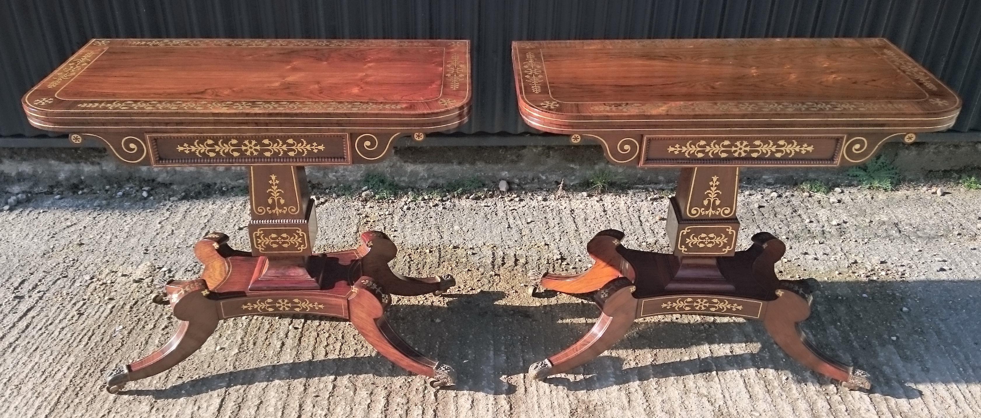 19th Century Pair of Antique Regency Card Tables