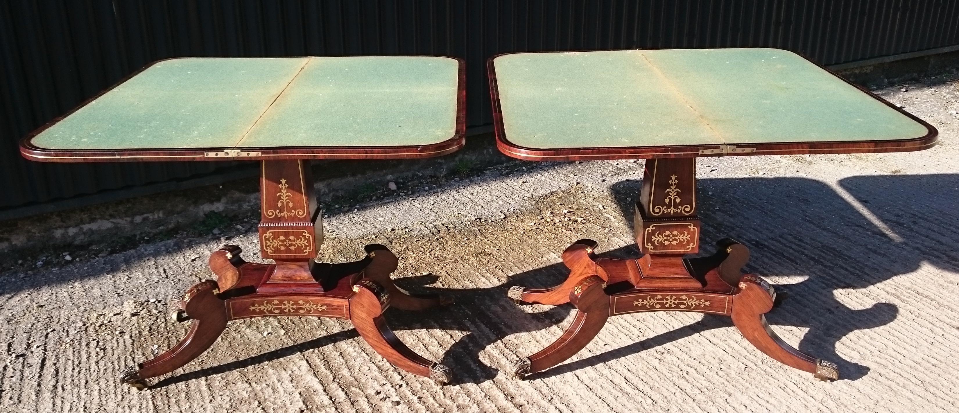 Pair of Antique Regency Card Tables 3