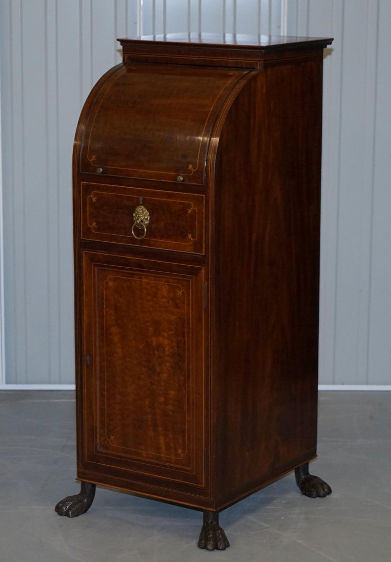 Pair of Antique Regency Flamed Hardwood & Gilt Bronze Drinks Cabinet Pedestals For Sale 10