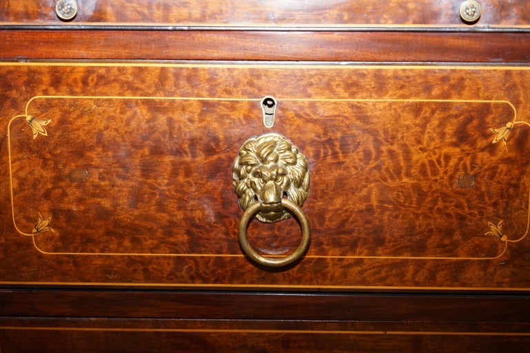 Pair of Antique Regency Flamed Hardwood & Gilt Bronze Drinks Cabinet Pedestals For Sale 15