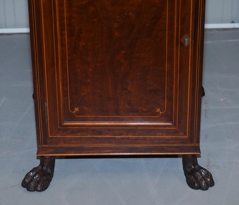 Hand-Crafted Pair of Antique Regency Flamed Hardwood & Gilt Bronze Drinks Cabinet Pedestals For Sale