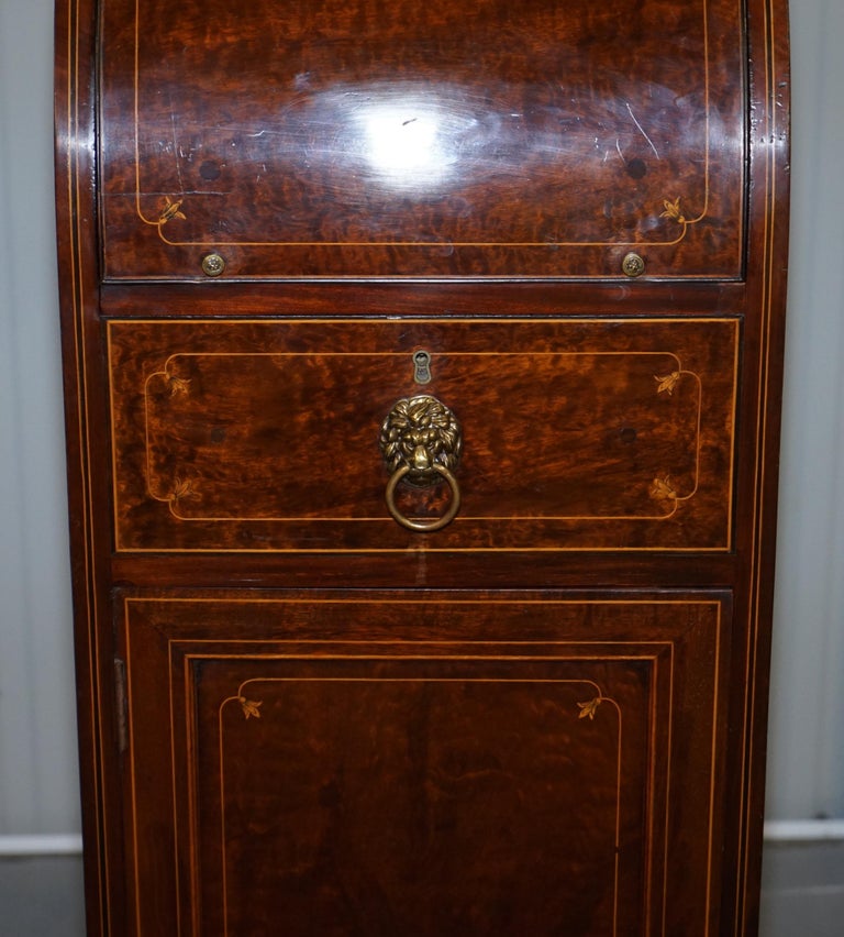 Pair of Antique Regency Flamed Hardwood & Gilt Bronze Drinks Cabinet Pedestals For Sale 1