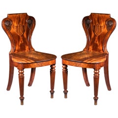 Pair of Antique Regency Hall Chairs Attributed to Gillows of Lancaster, c. 1815