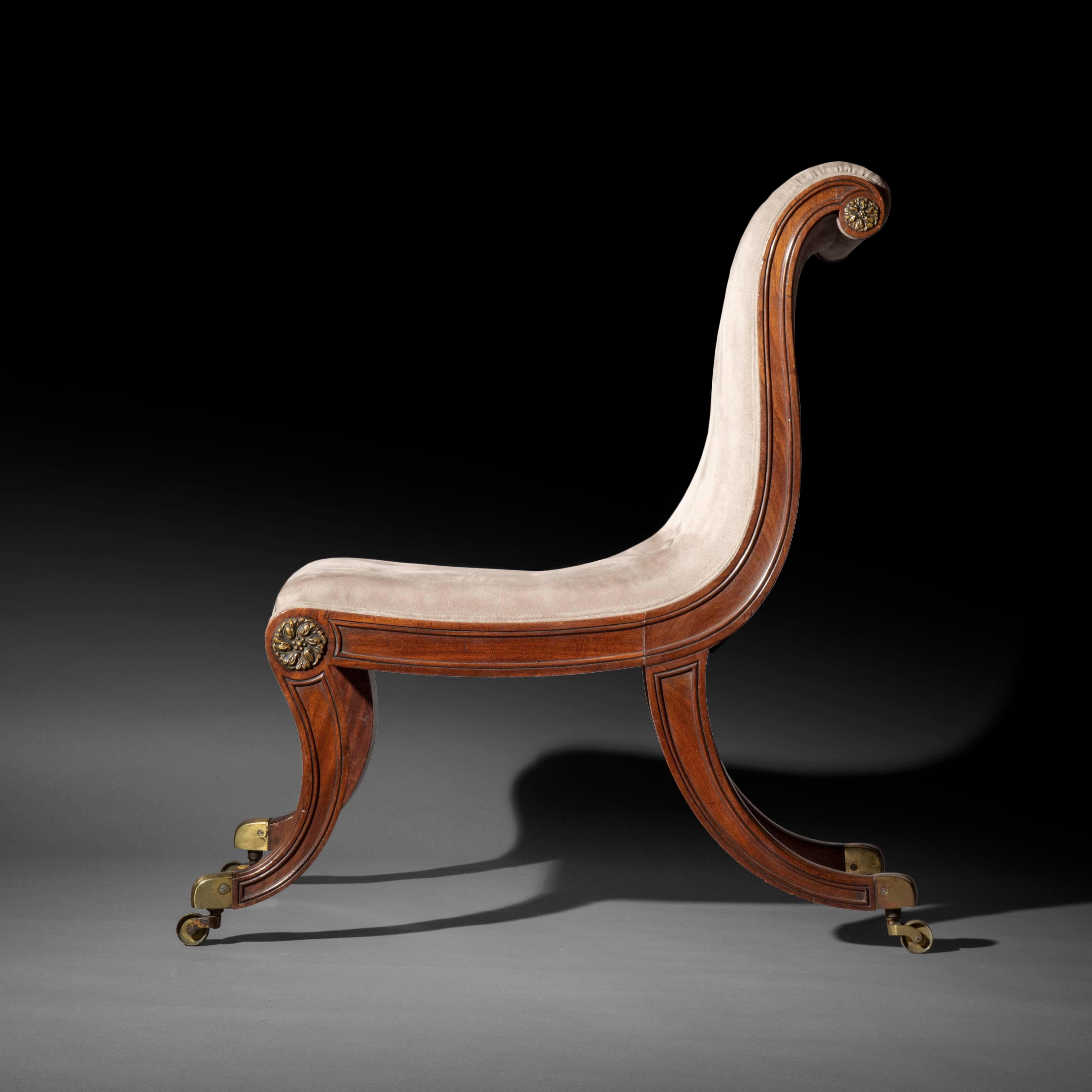 English Pair of Antique Regency Klismos Chairs, Designed by Thomas Hope