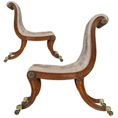 Pair of Antique Regency Klismos Chairs, Designed by Thomas Hope