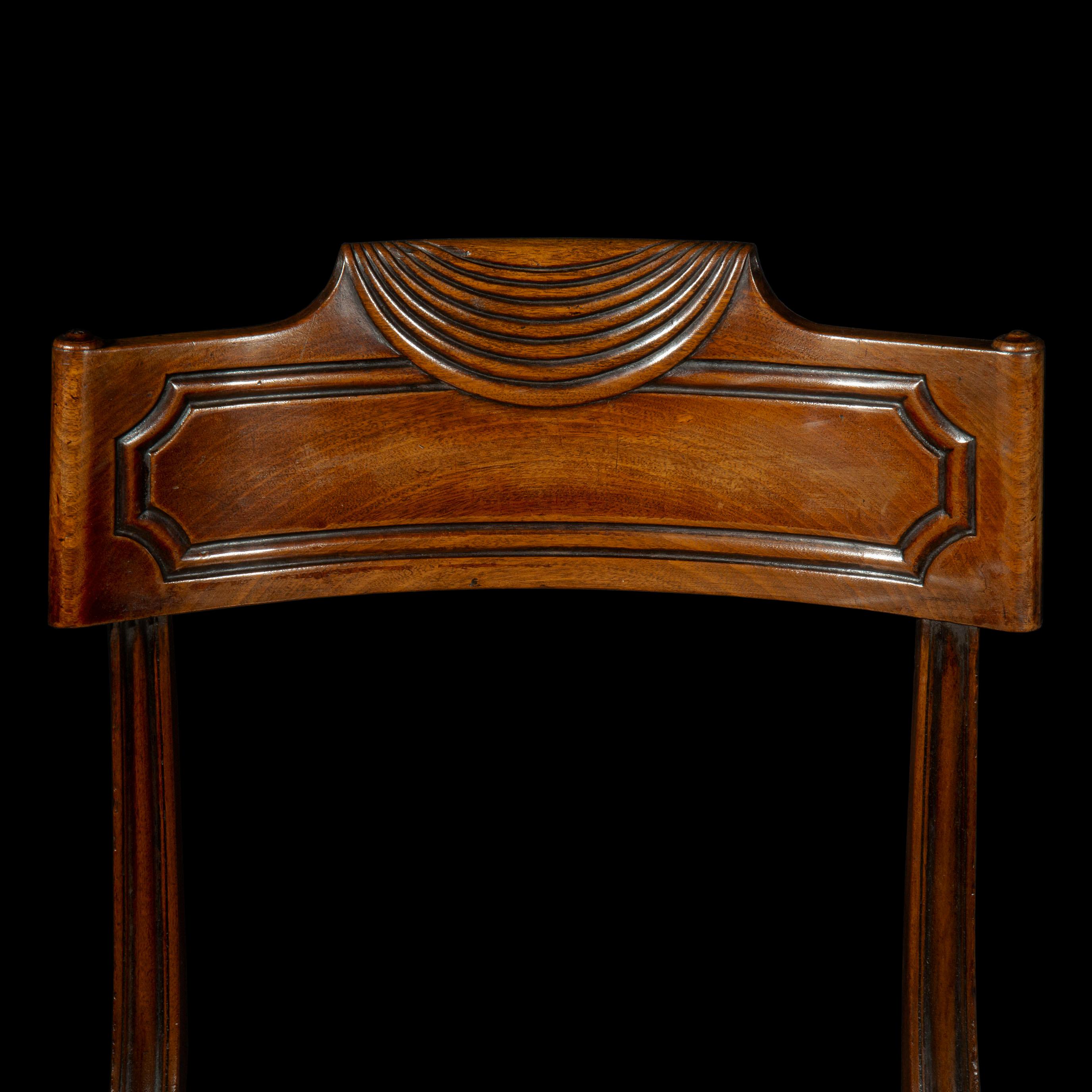 19th Century Pair of Antique Regency Klismos Chairs in the Manner of Marsh and Tatham