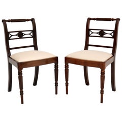 Pair of Antique Regency Mahogany Rope Back Side Chairs