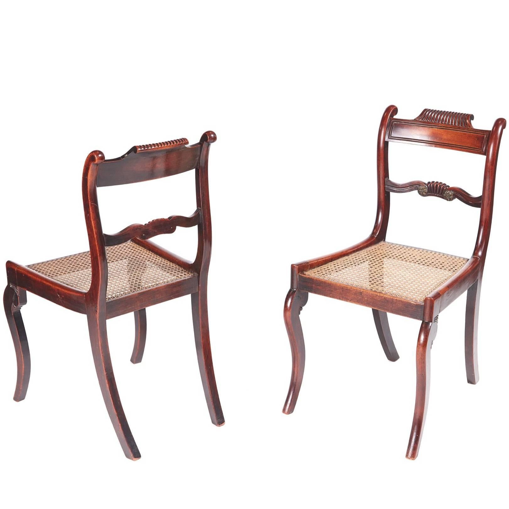 Pair of Antique Regency Mahogany Side Chairs For Sale