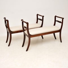 Pair of Antique Regency Mahogany Window Seats / Benches