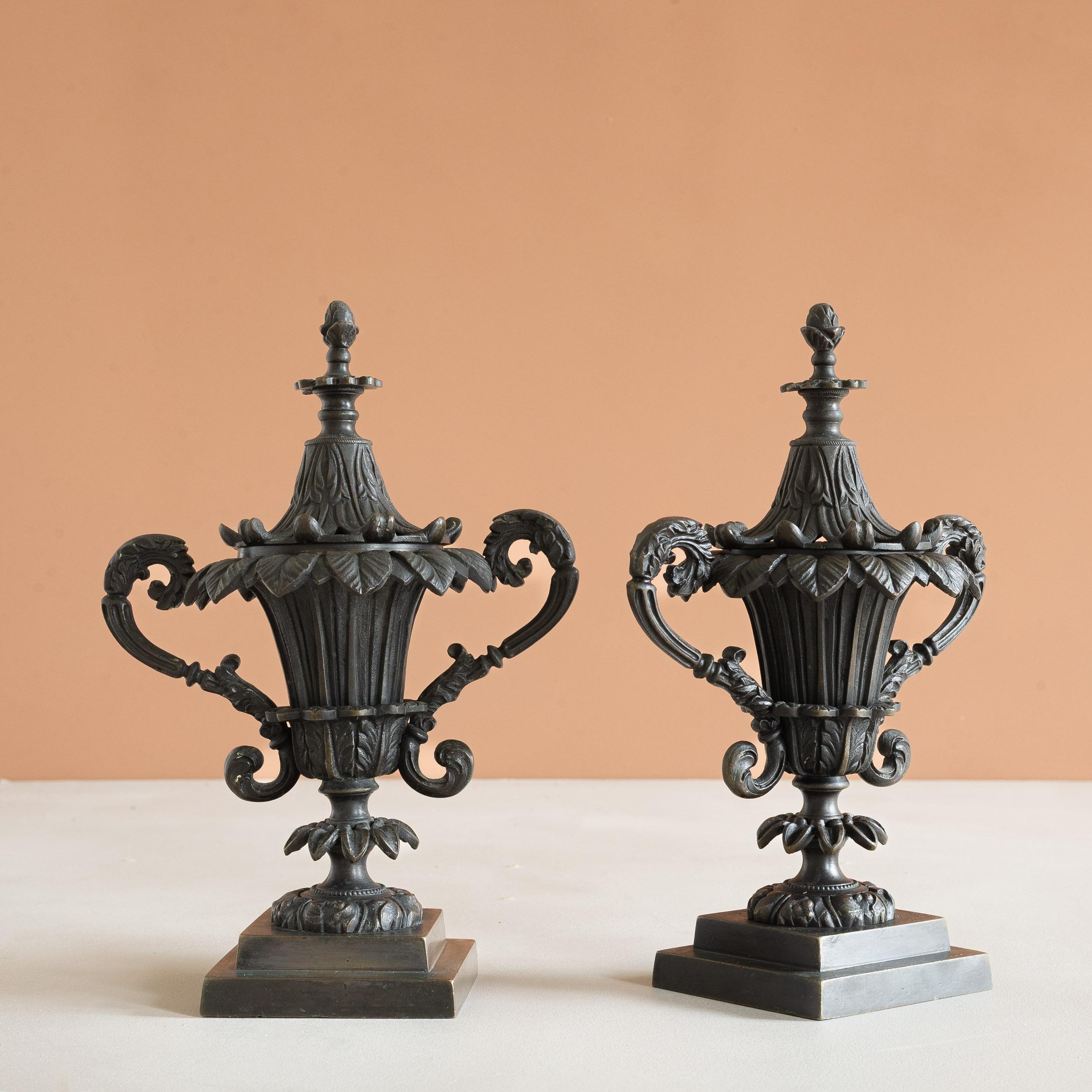 Pair of Antique Regency  Period Bronze Pastille Burners For Sale 6