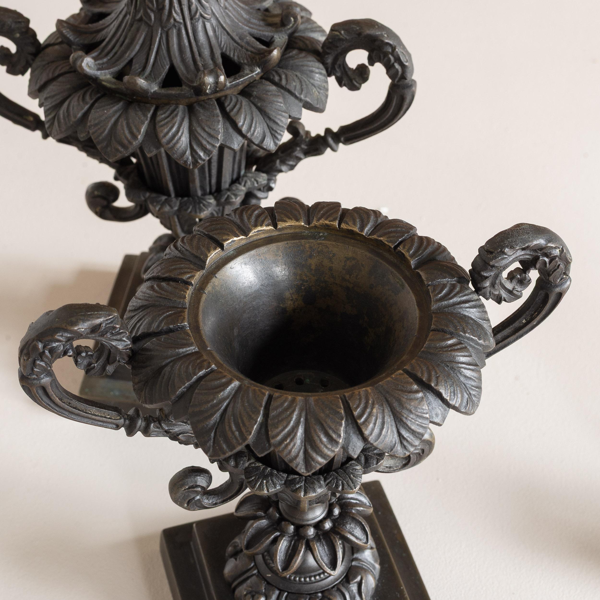 Pair of Antique Regency  Period Bronze Pastille Burners For Sale 7