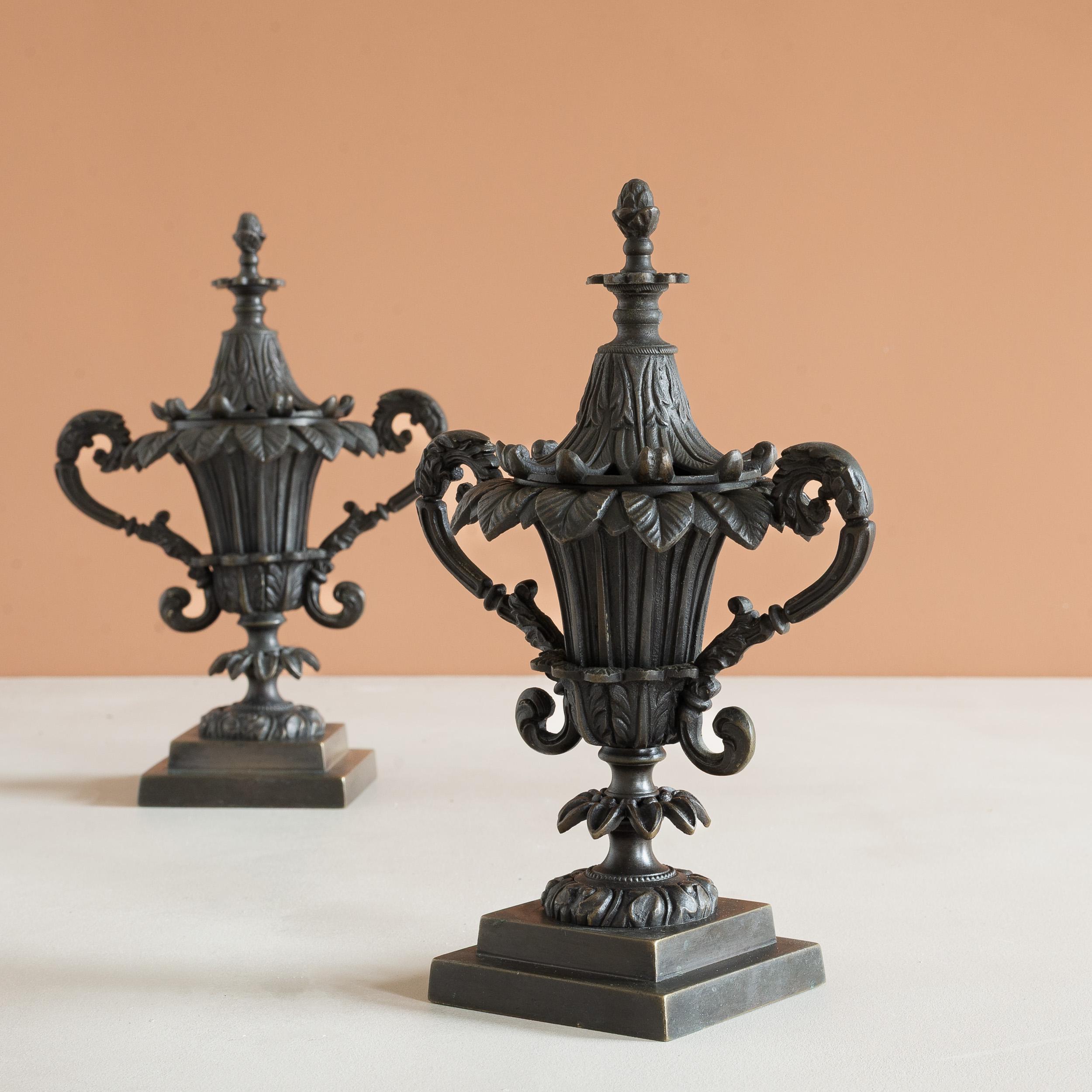 Pair of Antique Regency  Period Bronze Pastille Burners For Sale 2