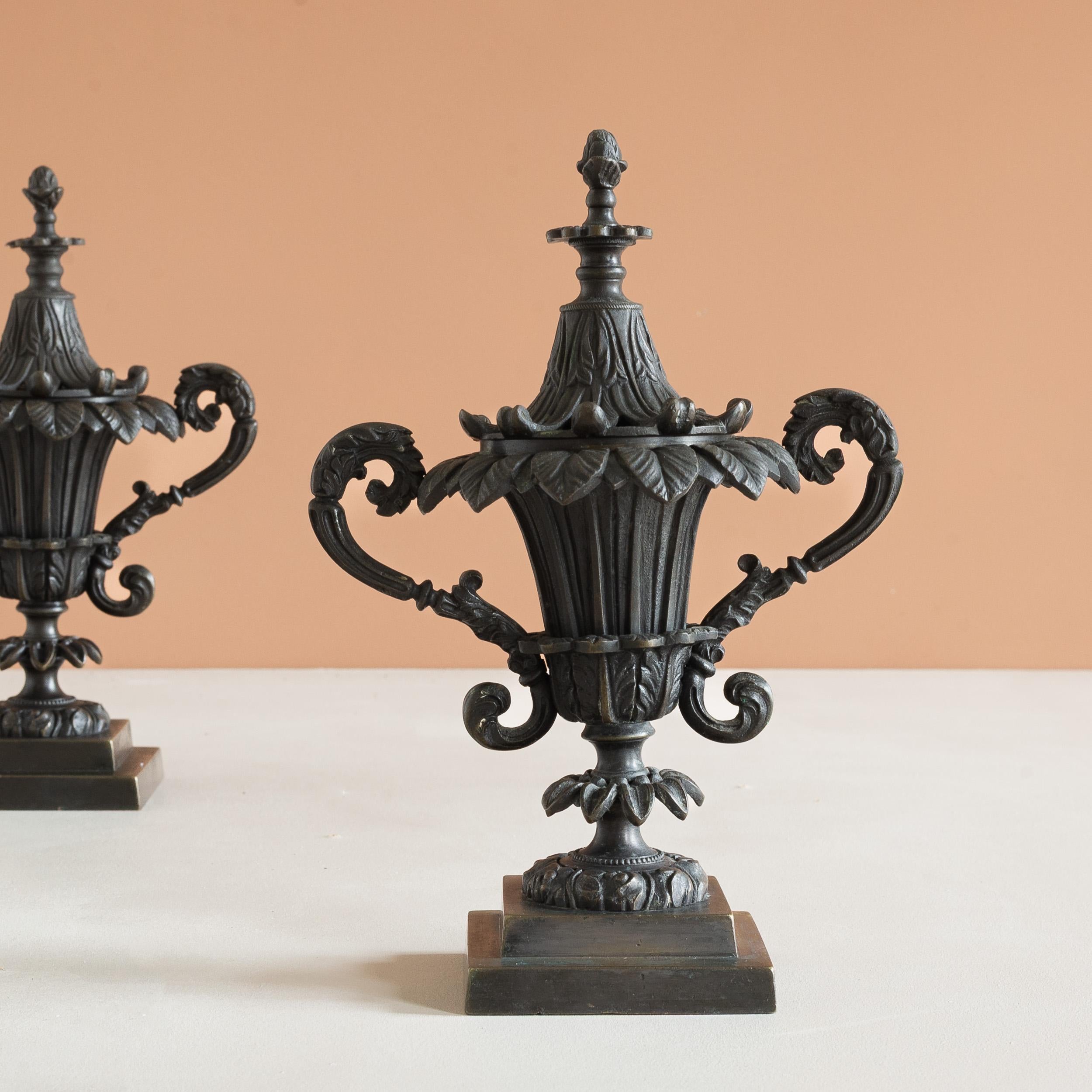 Pair of Antique Regency  Period Bronze Pastille Burners For Sale 3