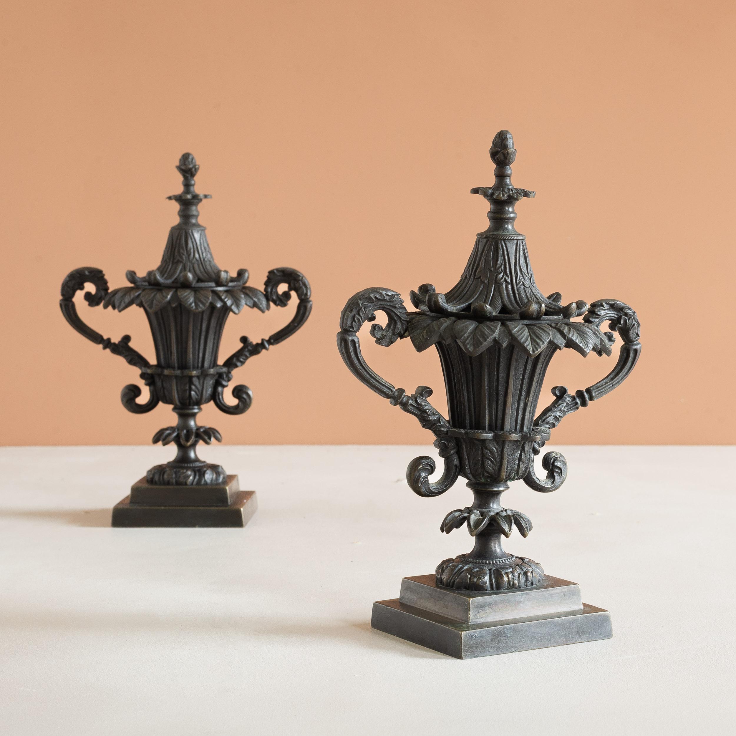 Pair of Antique Regency  Period Bronze Pastille Burners For Sale 4