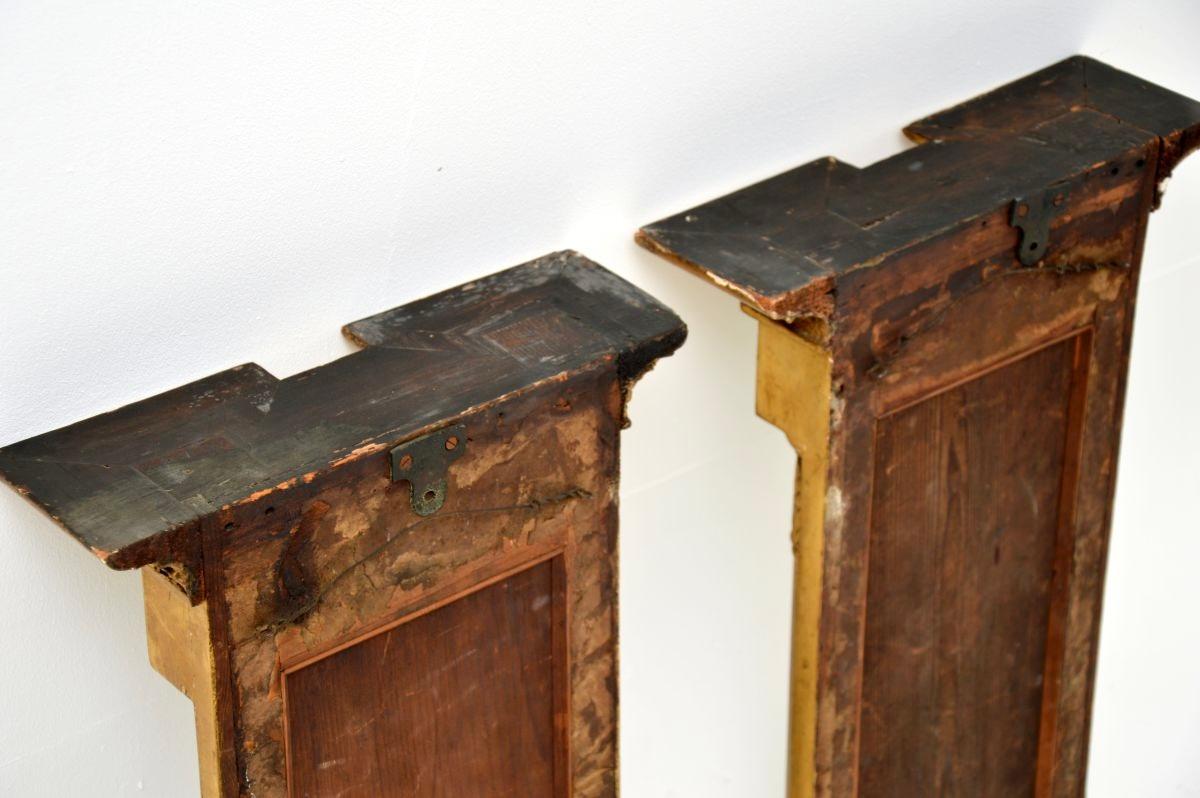 Pareja de espejos de muelle de madera dorada antiguos de la época de la Regencia en venta 2