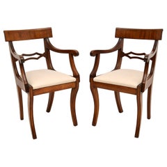 Pair of Antique Regency Period Mahogany Carver Armchairs