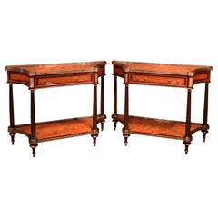 Pair of Antique Regency period satinwood console tables