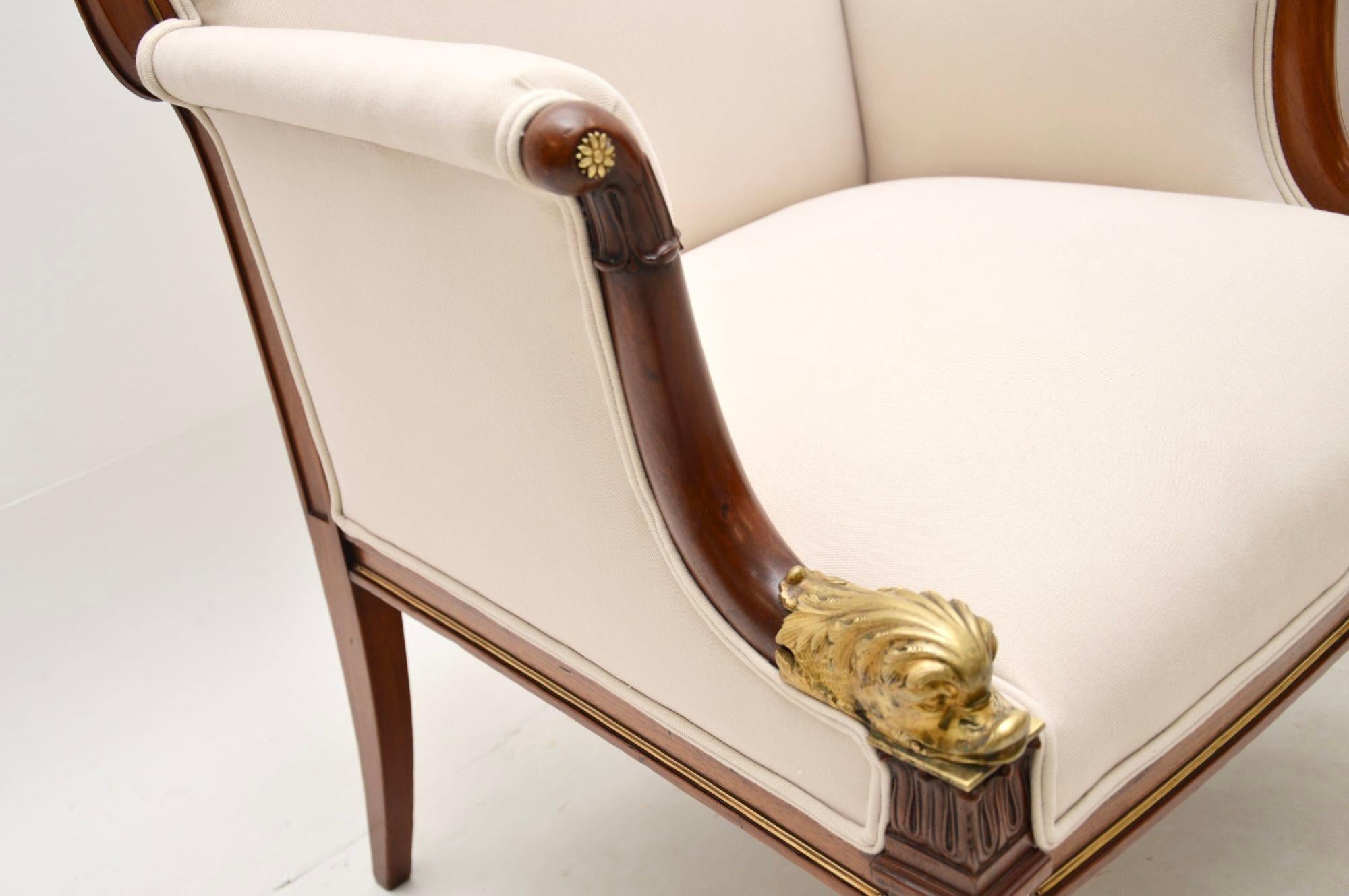Bronze Pair of Antique Regency Style Armchairs
