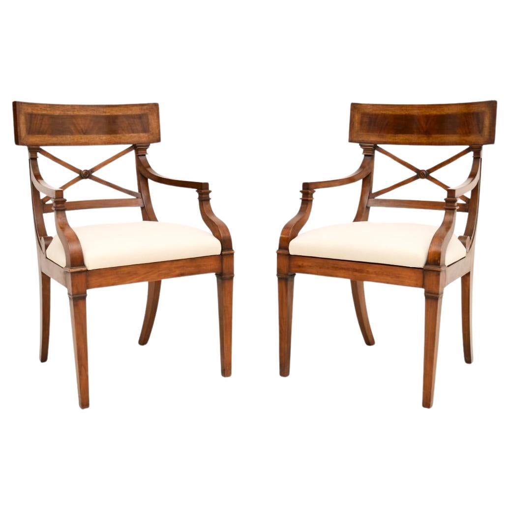 Pair of Antique Regency Style Armchairs For Sale