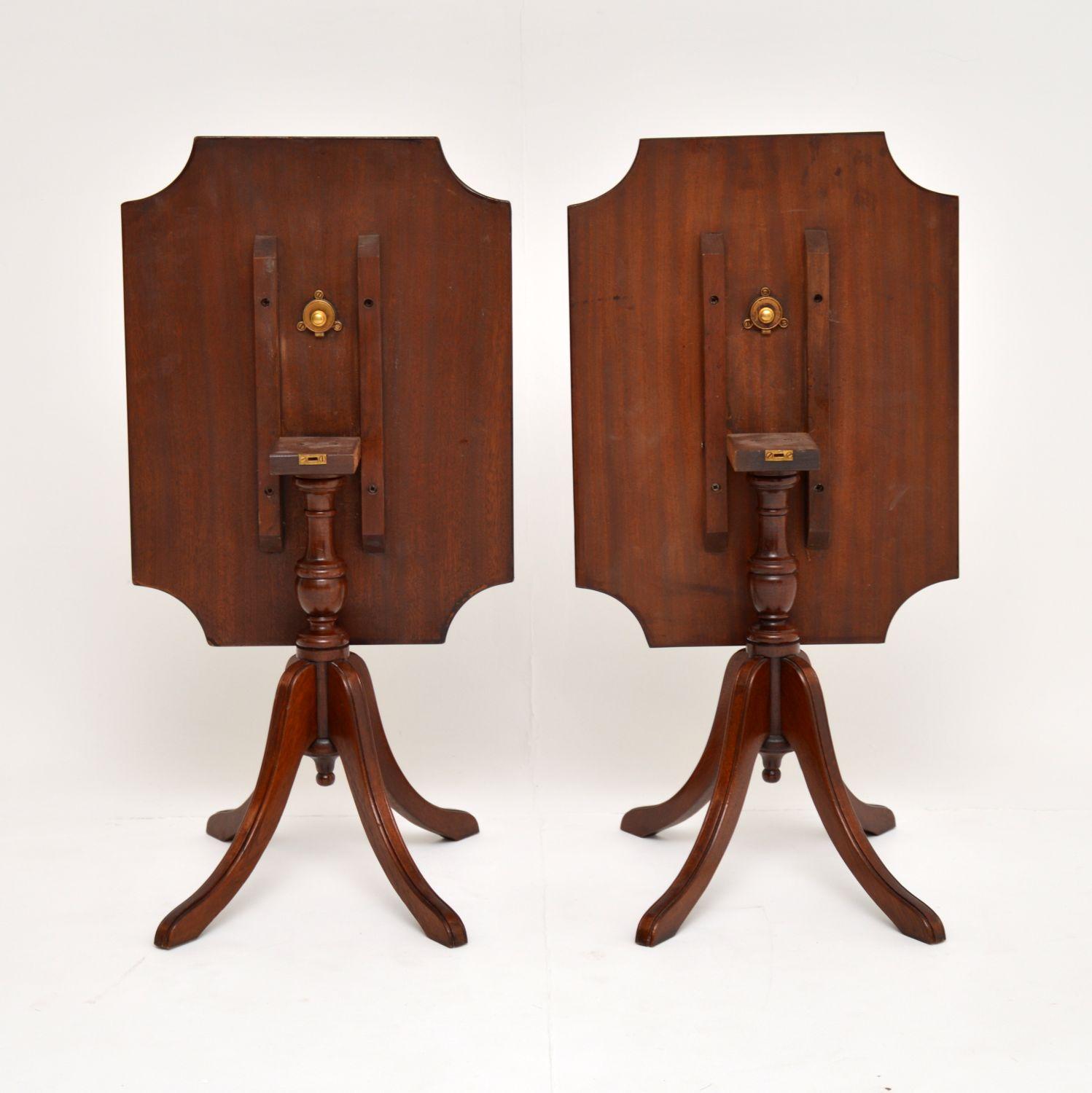 British Pair of Antique Regency Style Leather Top Mahogany Side Tables