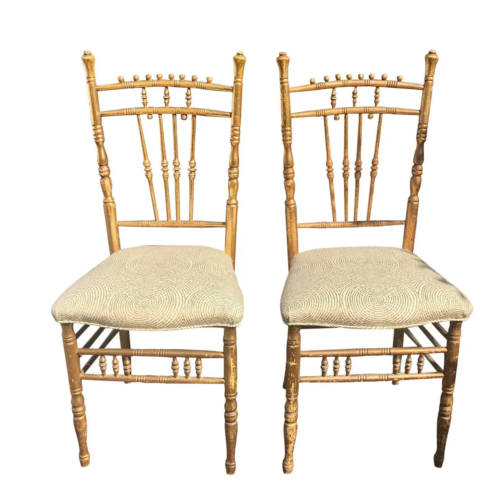 Paire de chaises d'appoint anciennes de style Regency, fin du 19ème siècle en vente 2