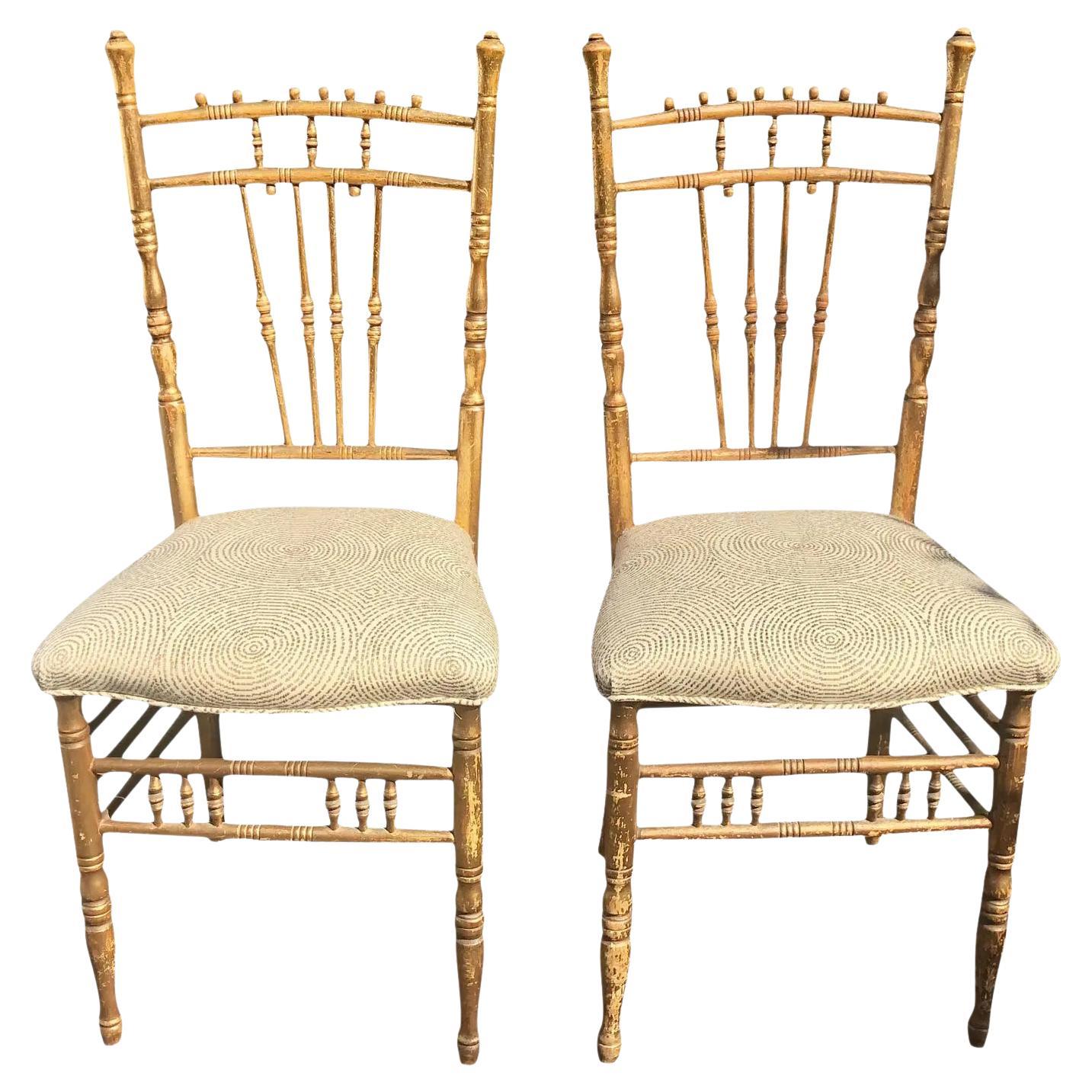 Pair of Antique Regency Style Side Chairs, Late 19th Century